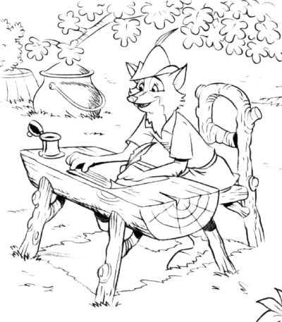 Dibujos de Robin Hood Está Escribiendo Una Carta para colorear