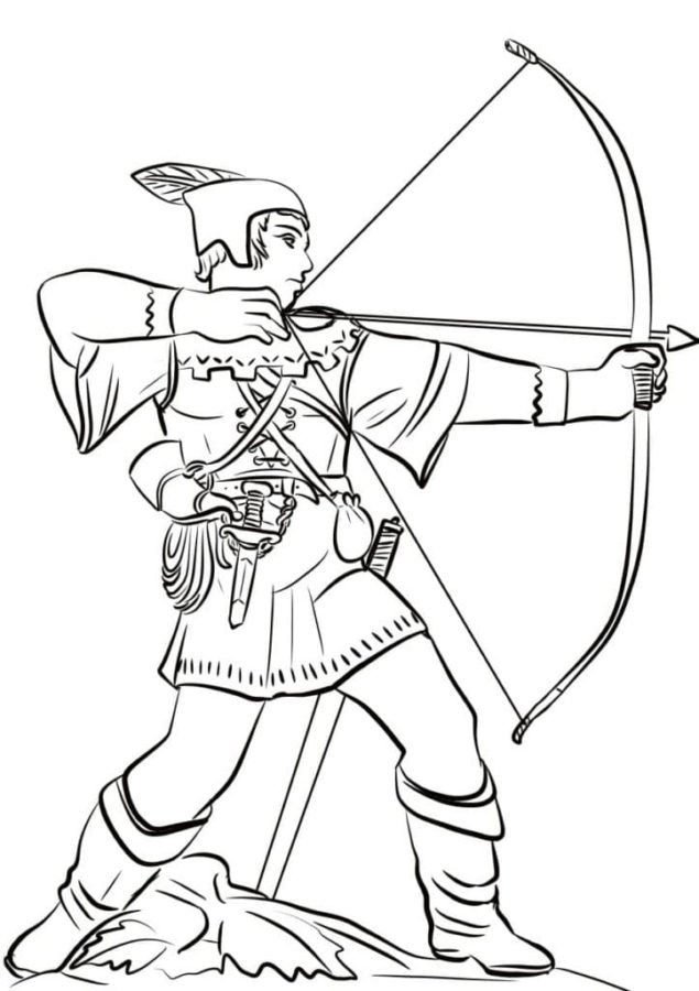 Dibujos de Robin Hood Lanza una Flecha para colorear