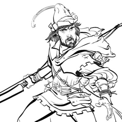 Dibujos de Robin Hood Listo Para Luchar para colorear