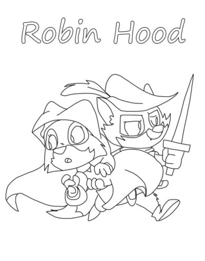 Robin Hood Lleva a Lady Marian Con Una Espada para colorir