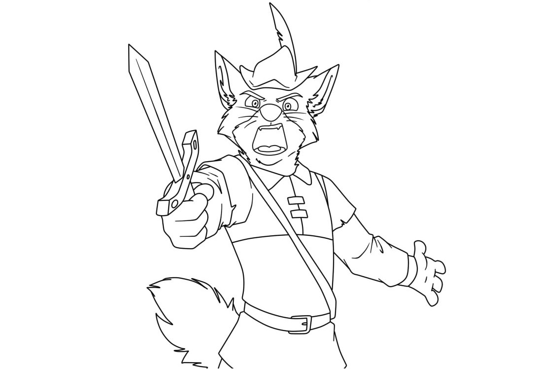 Robin Hood Sosteniendo la Espada para colorir