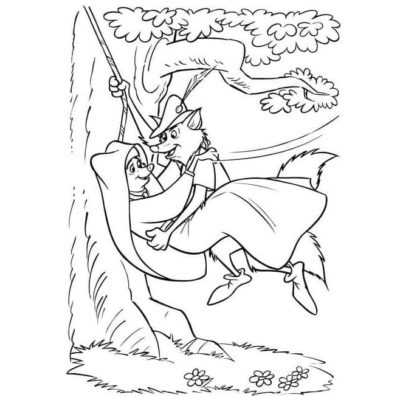 Dibujos de Robin Hood Vuela Sobre Una Cuerda Con Lady Marian para colorear