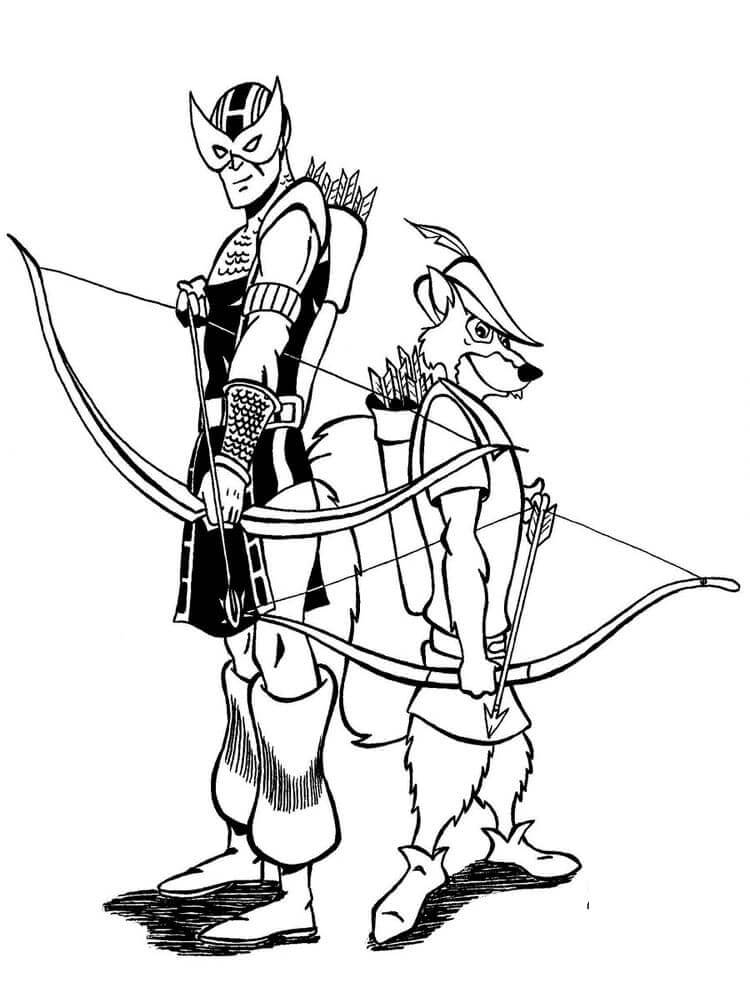 Dibujos de Robin Hood y Hawkeye para colorear