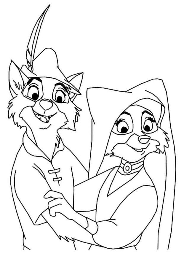 Dibujos de Robin Hood y Lady y Marian para colorear