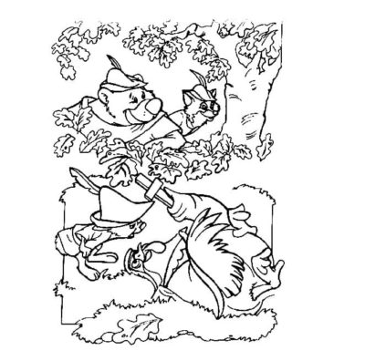 Dibujos de Robin Hood y Little John Espían a Sus Amigos para colorear