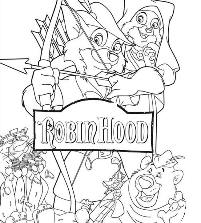 Robin Hood y Otros Personajes de Dibujos Animados para colorir