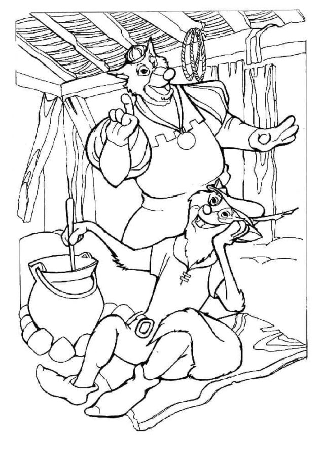Dibujos de Robin Hood y su Amigo En la Habitación para colorear