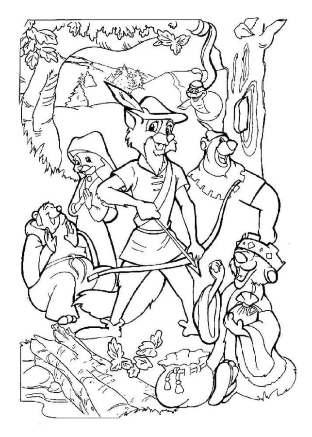 Dibujos de Robin Hood y sus Amigos En La Jungla para colorear