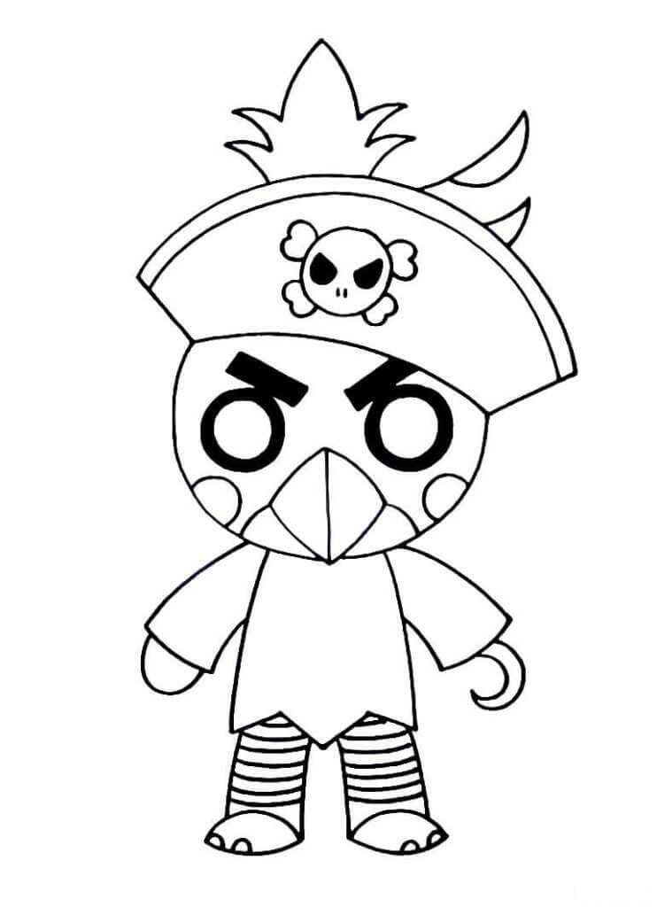 Dibujos de Roblox Piggy Budgey con Sombrero Pirata para colorear