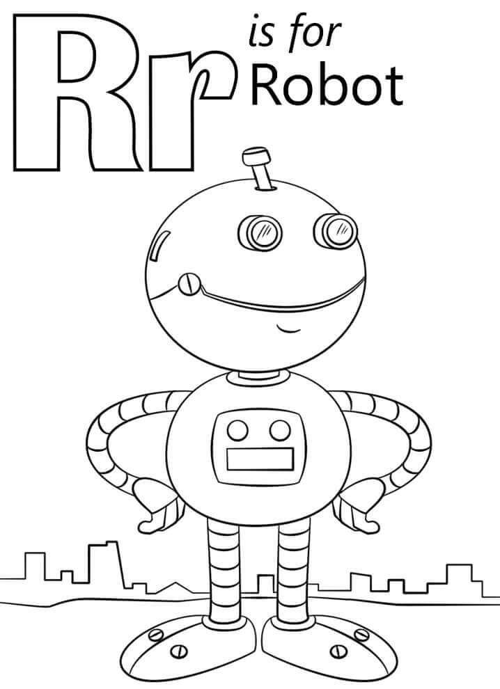 Robot Letra R para colorir
