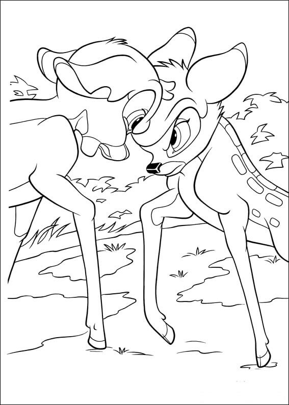 Dibujos de Ronno y Bambi para colorear