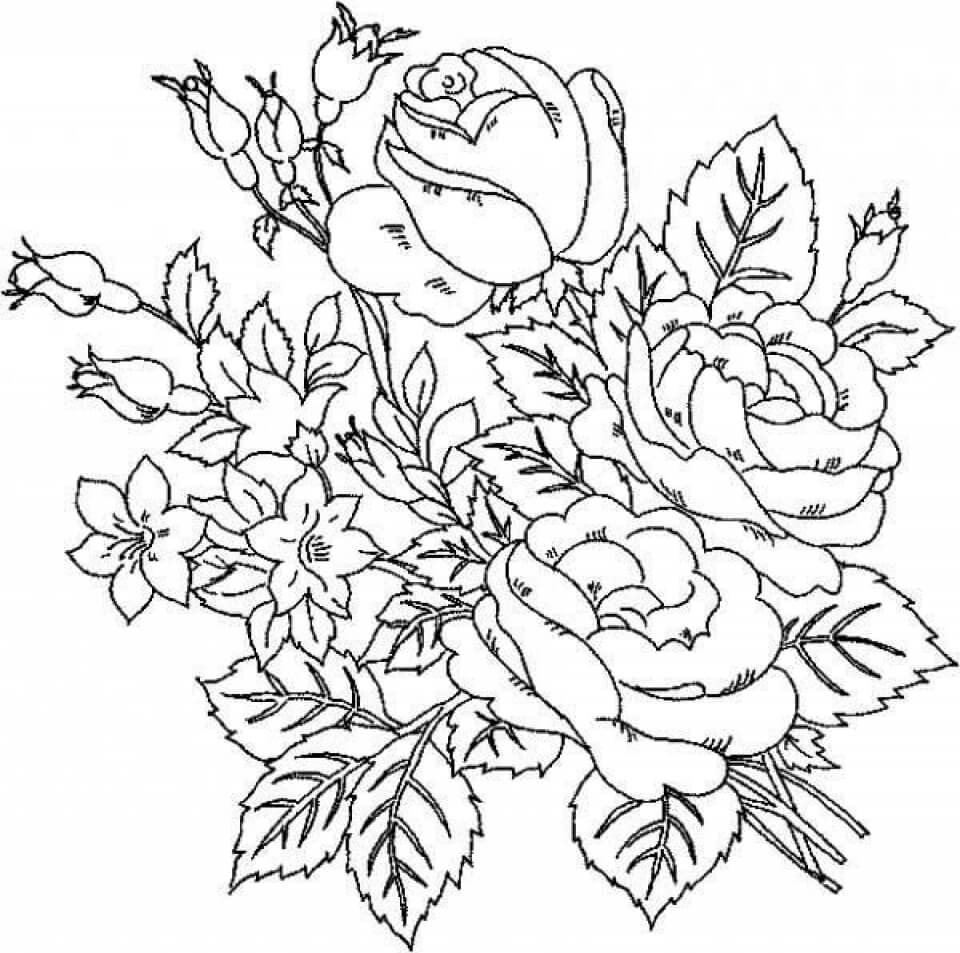 Rosa Imprimible para colorir