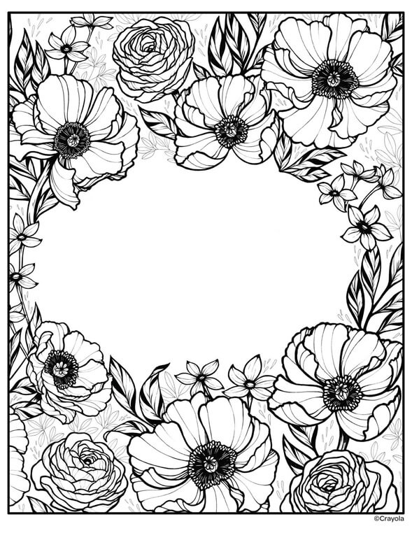 Dibujos de Rosa y Flores Florecientes para colorear