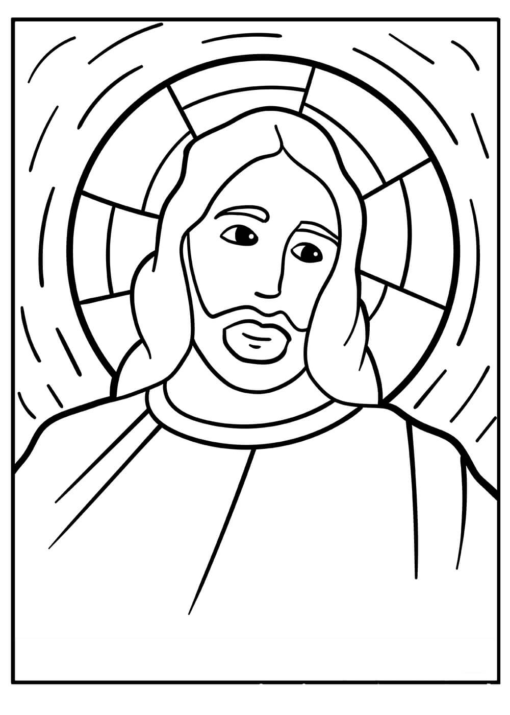 Rostro de Jesús Básico para colorir