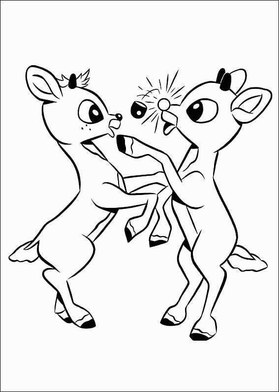 Dibujos de Rudolph Y Su Amigo Bailan para colorear