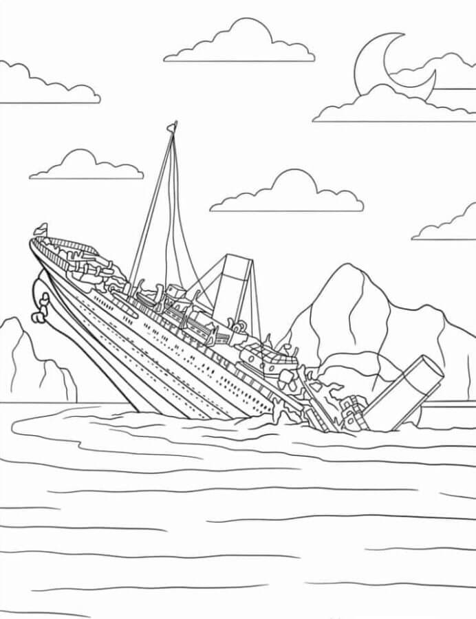 Ruptura Titanic para colorir