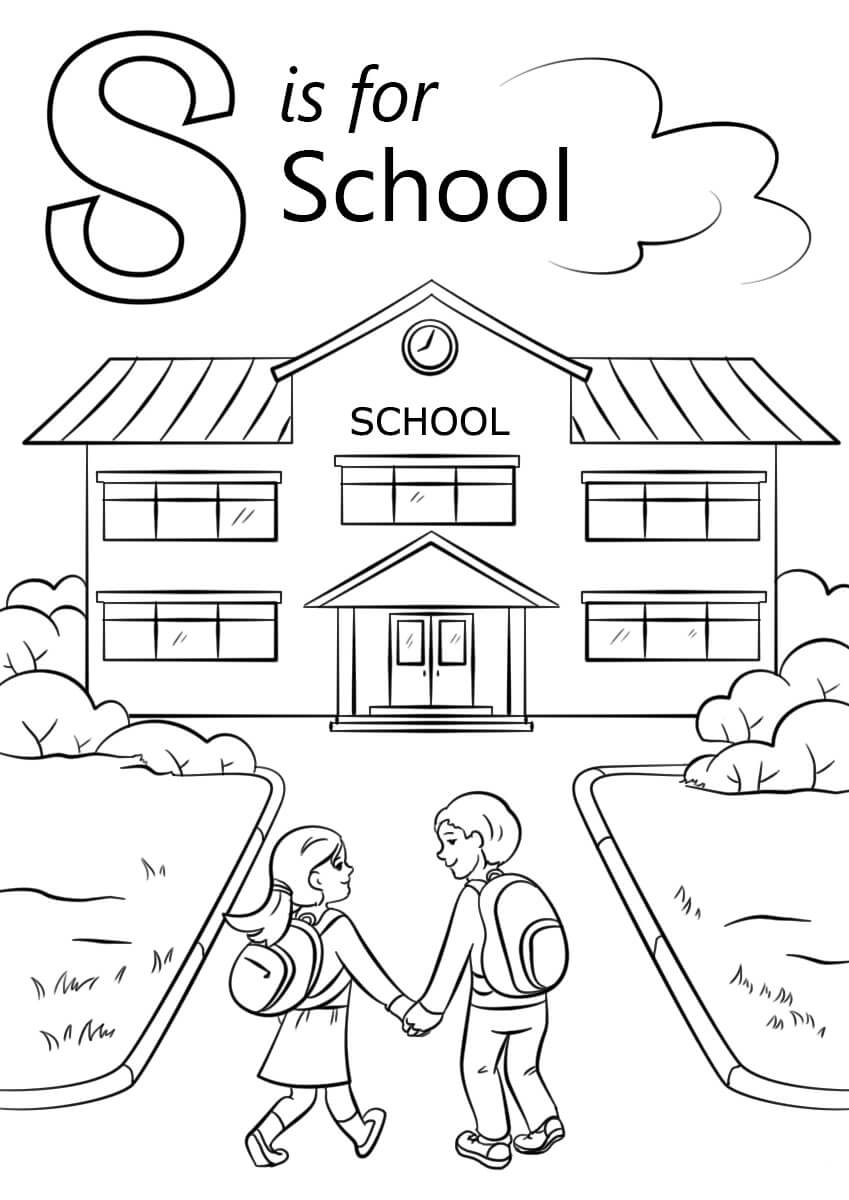 Dibujos de S es para la Escuela para colorear