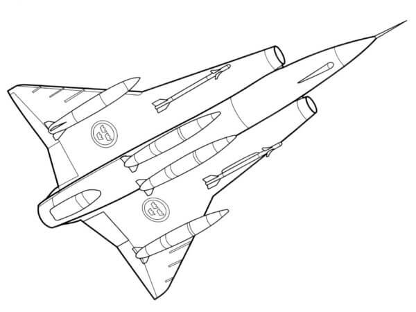 Saab 37 Draken para colorir