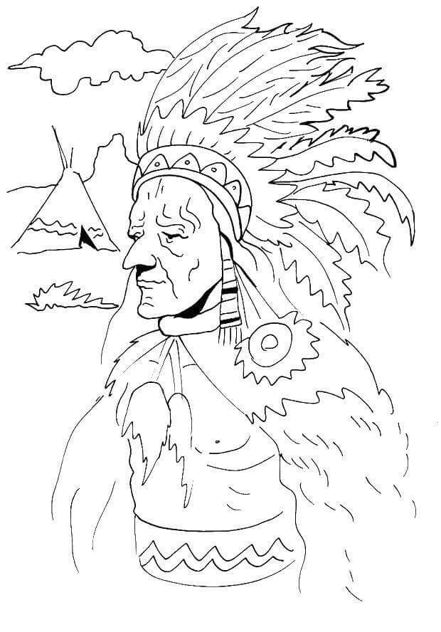 Dibujos de Sabio Líder Indio para colorear