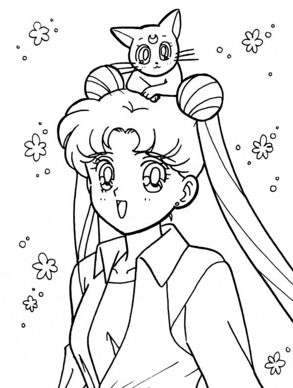Sailor Luna En La Cabeza De La Princesa Serenity para colorir