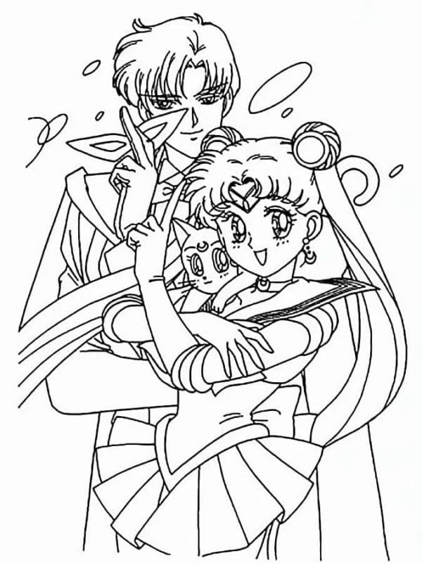 Sailor Moon y Su Misterioso Salvador para colorir