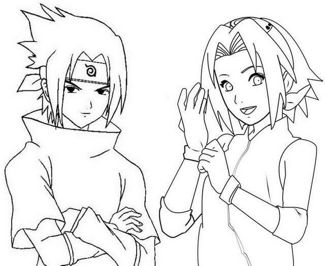 Dibujos de Sakura Y Sasuke para colorear