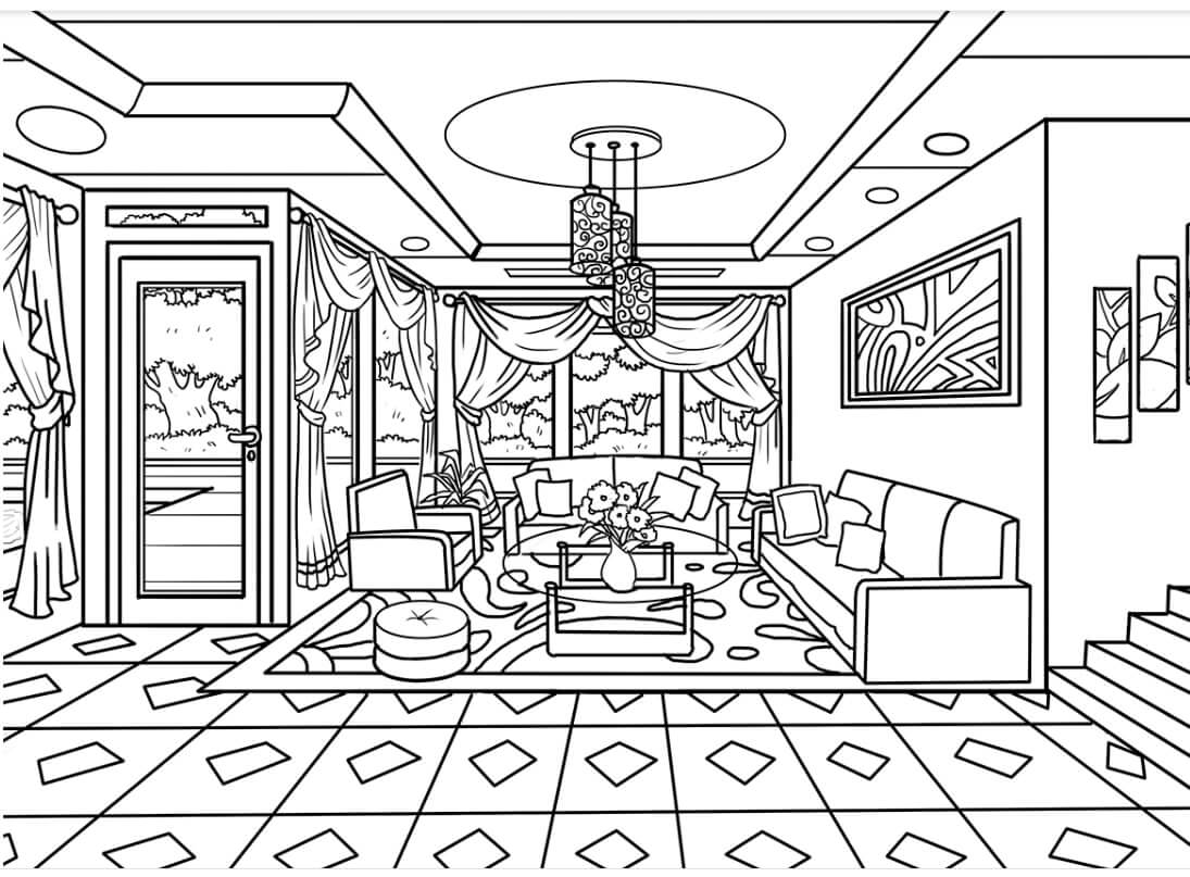 Dibujos de Sala de estar Diseño Libre para colorear