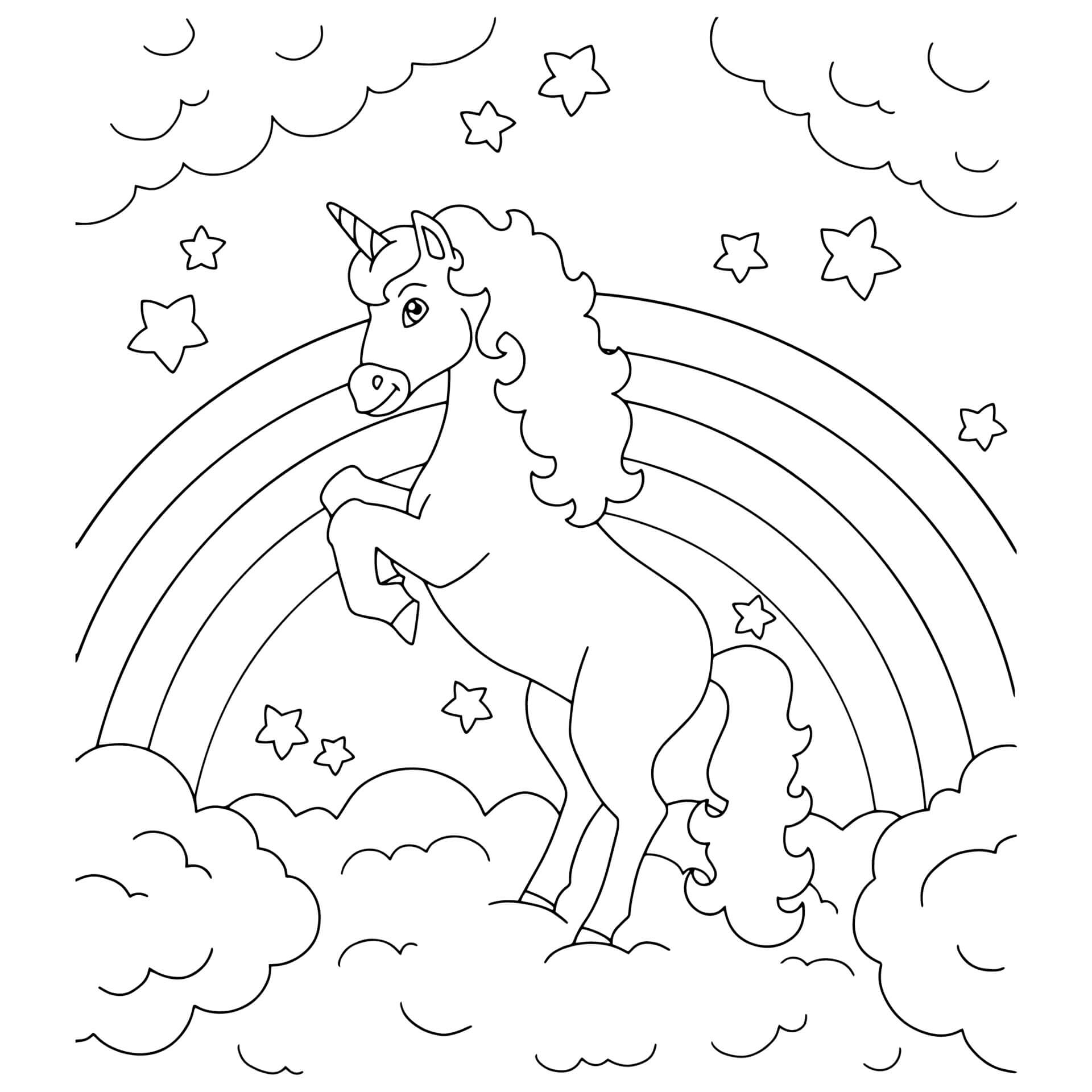 Salta Unicornio en una Nube para colorir