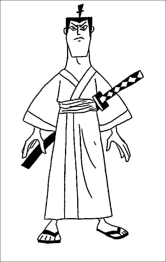 Samurai de Dibujos Animados para colorir