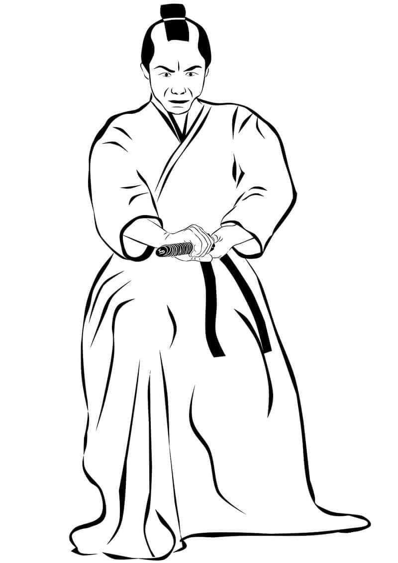 Samurai y Katana para colorir
