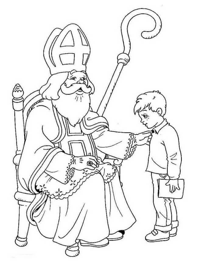 Dibujos de San Nicolás y El Niño para colorear