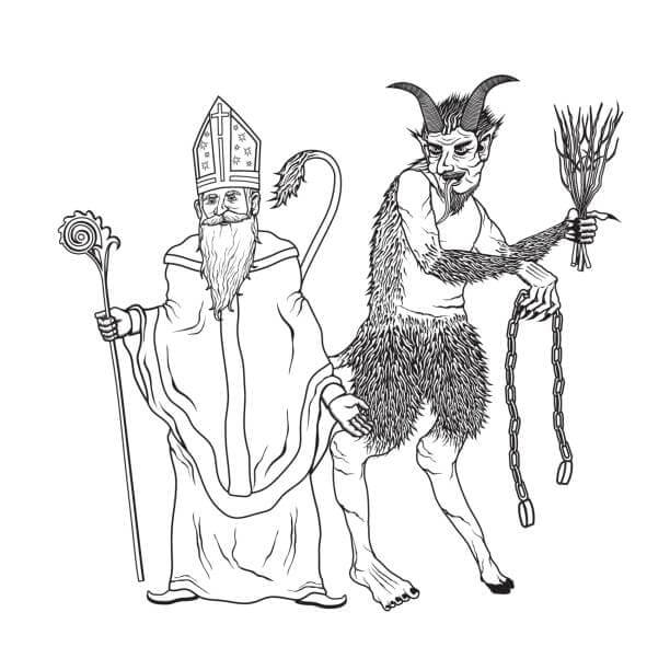 Dibujos de San Nicolás y Krampus para colorear