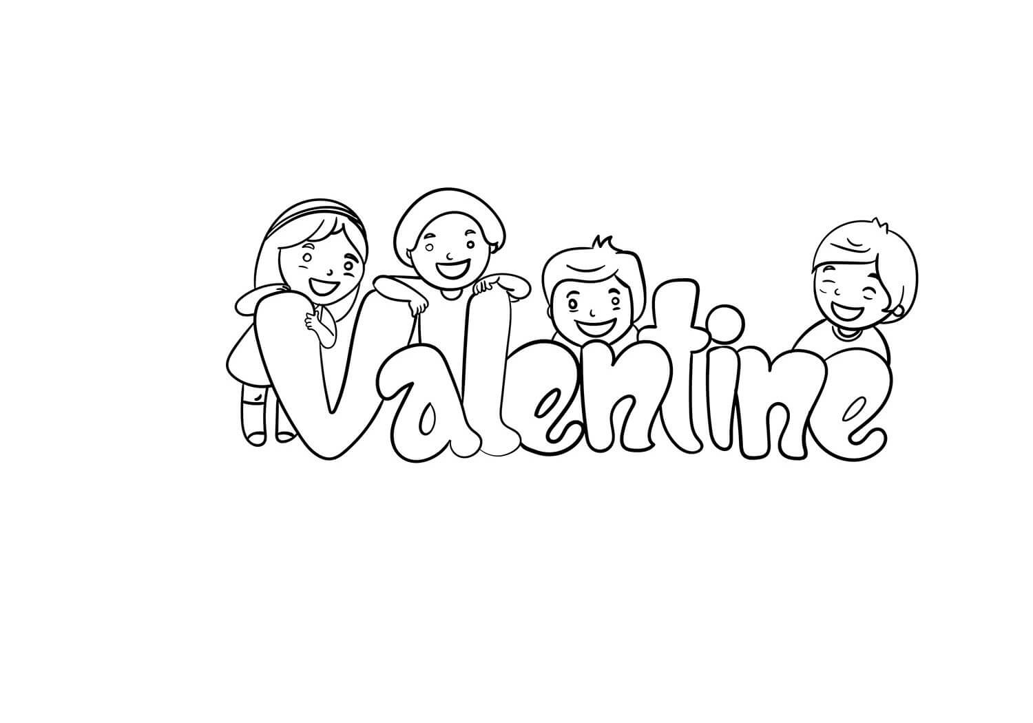 San Valentín con Niños para colorir