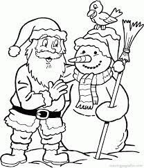 Dibujos de Santa Claus Divertido y Muñeco de Nieve para colorear