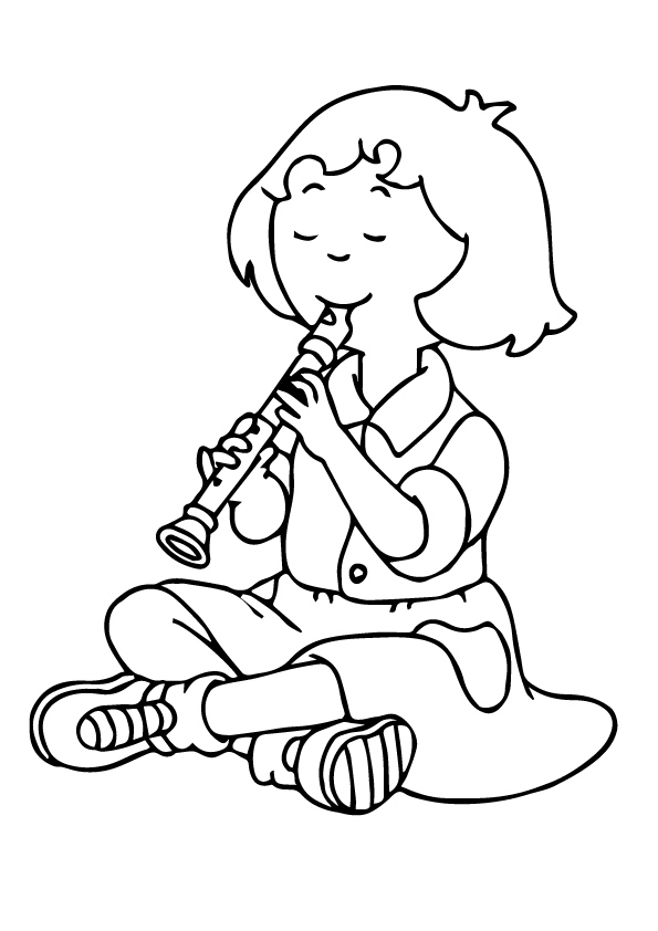Sarah Tocando la Flauta para colorir