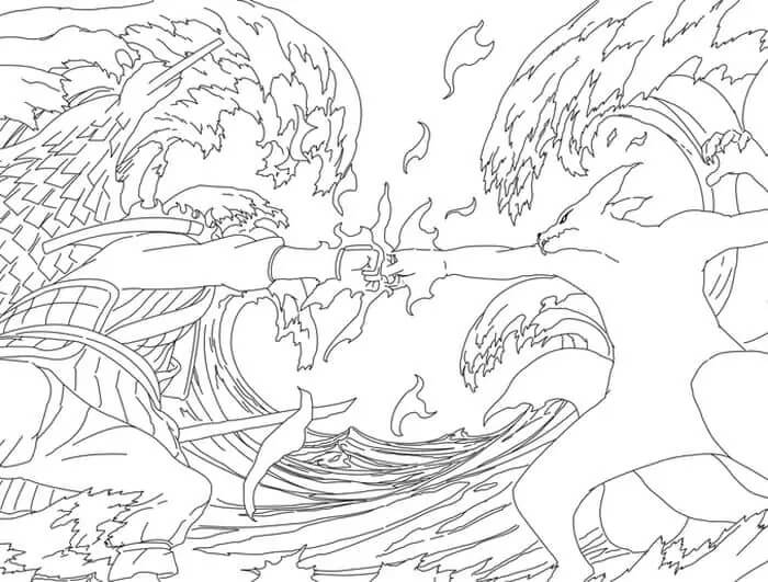 Dibujos de Sasuke vs Naruto para colorear