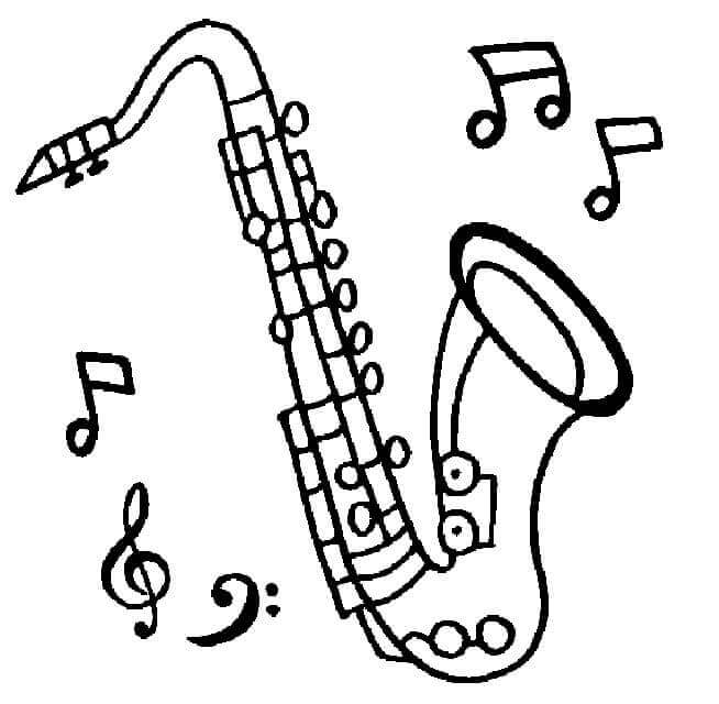 Dibujos de Saxofón Simple 2 para colorear