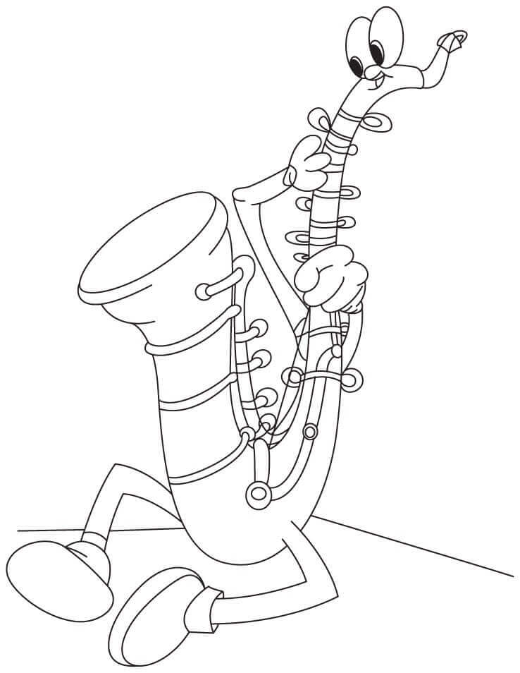 Dibujos de Saxofón de Dibujos Animados para colorear