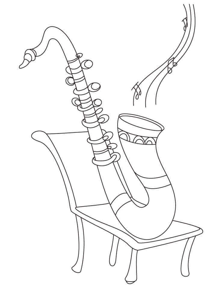 Saxofón en una Silla para colorir