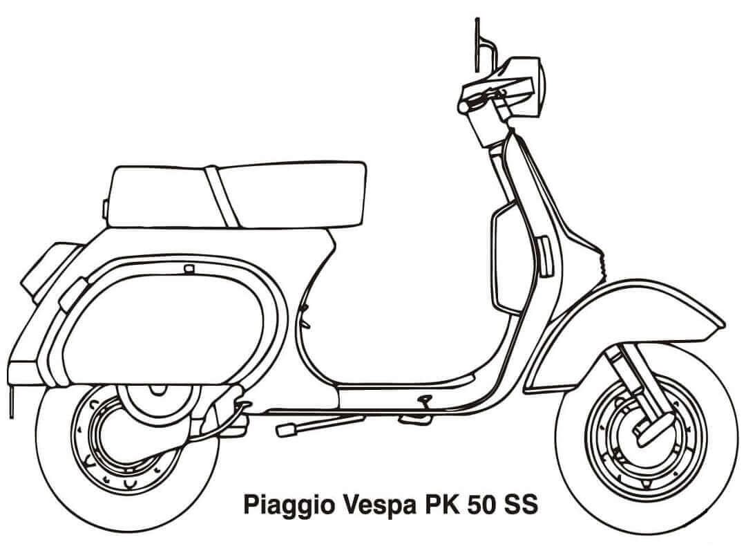Scooter Piaggio Vespa para colorir