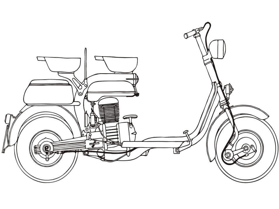 Dibujos de Scooter de motor Lambretta 125E para colorear