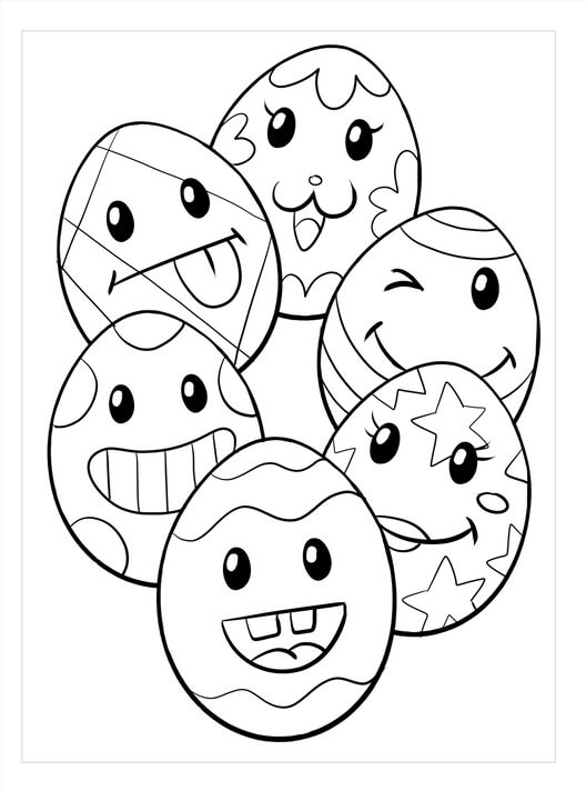 Dibujos de Seis huevos de Pascua de Dibujos Animados para colorear