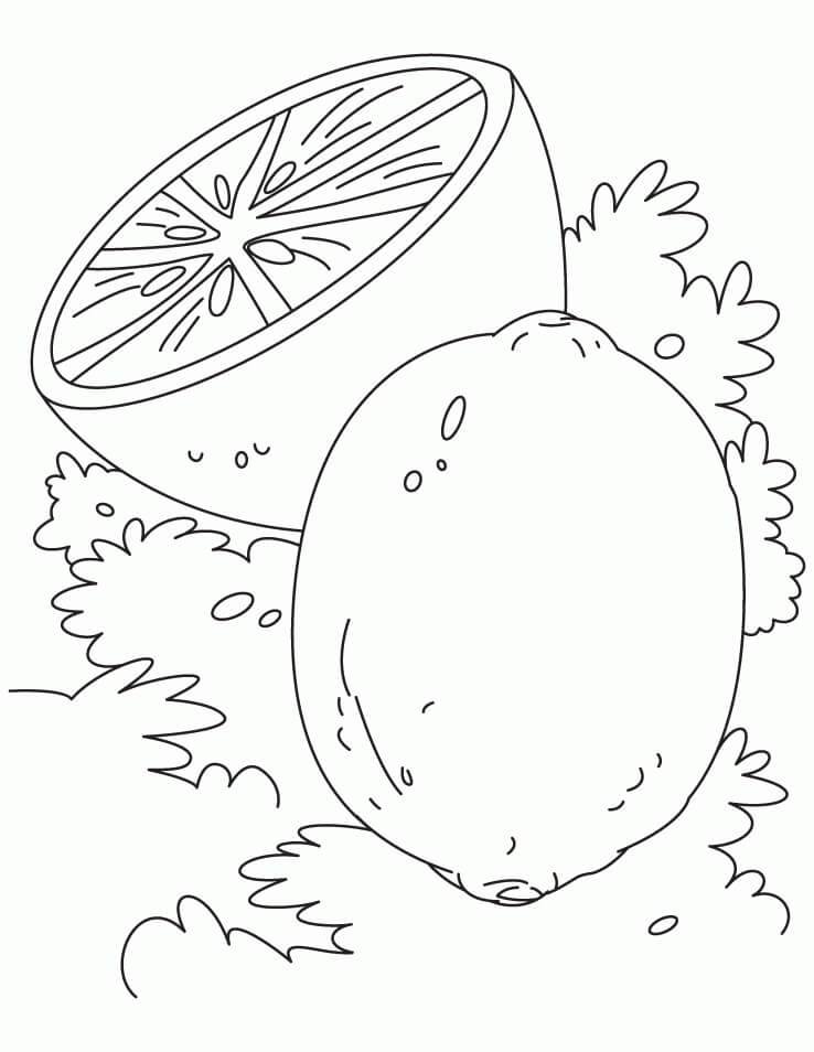 Dibujos de Sencillo un Limón y Medio Limón para colorear