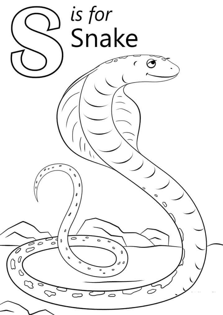 Dibujos de Serpiente Letra S para colorear