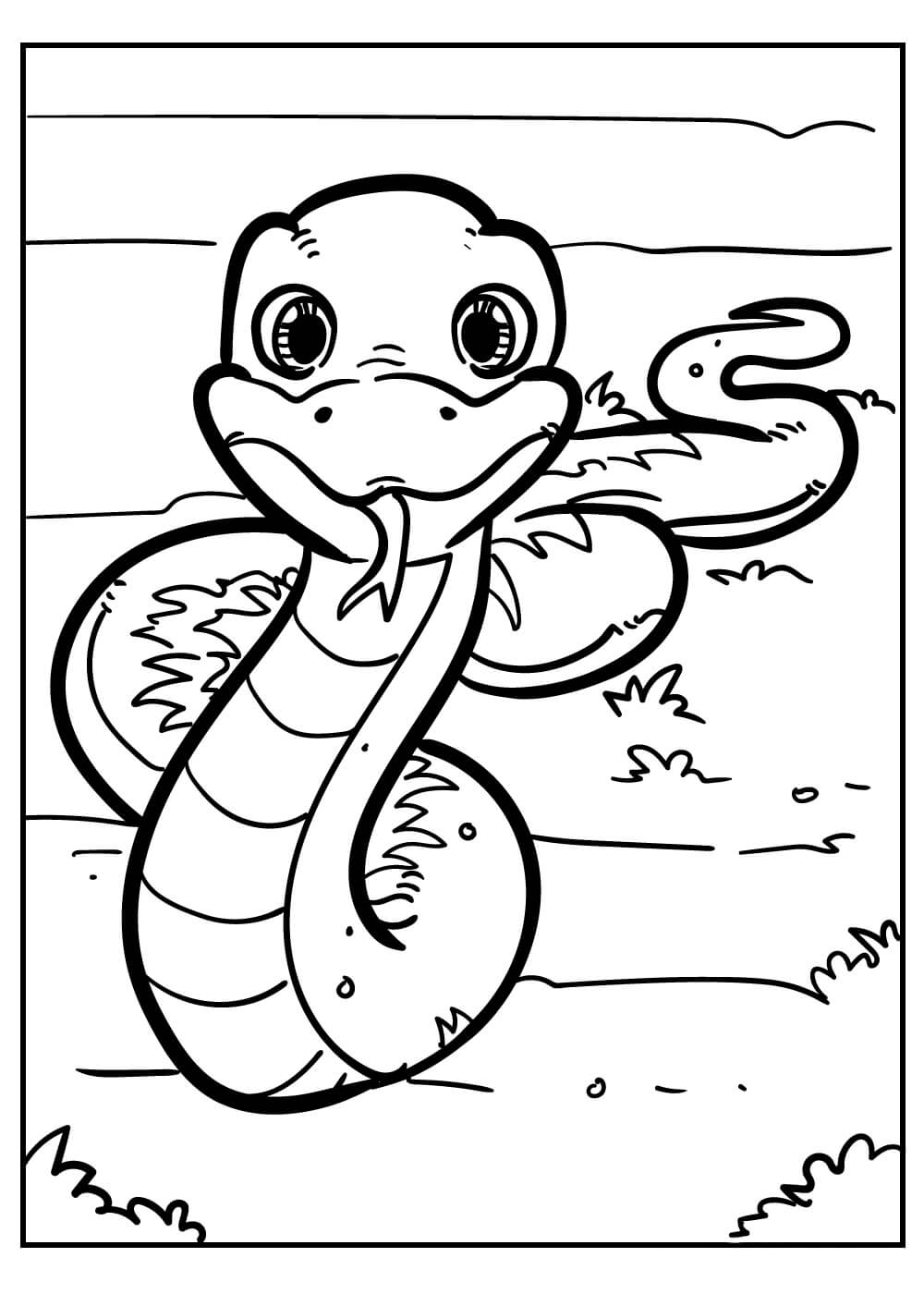 Serpiente de Cascabel Asustada para colorir