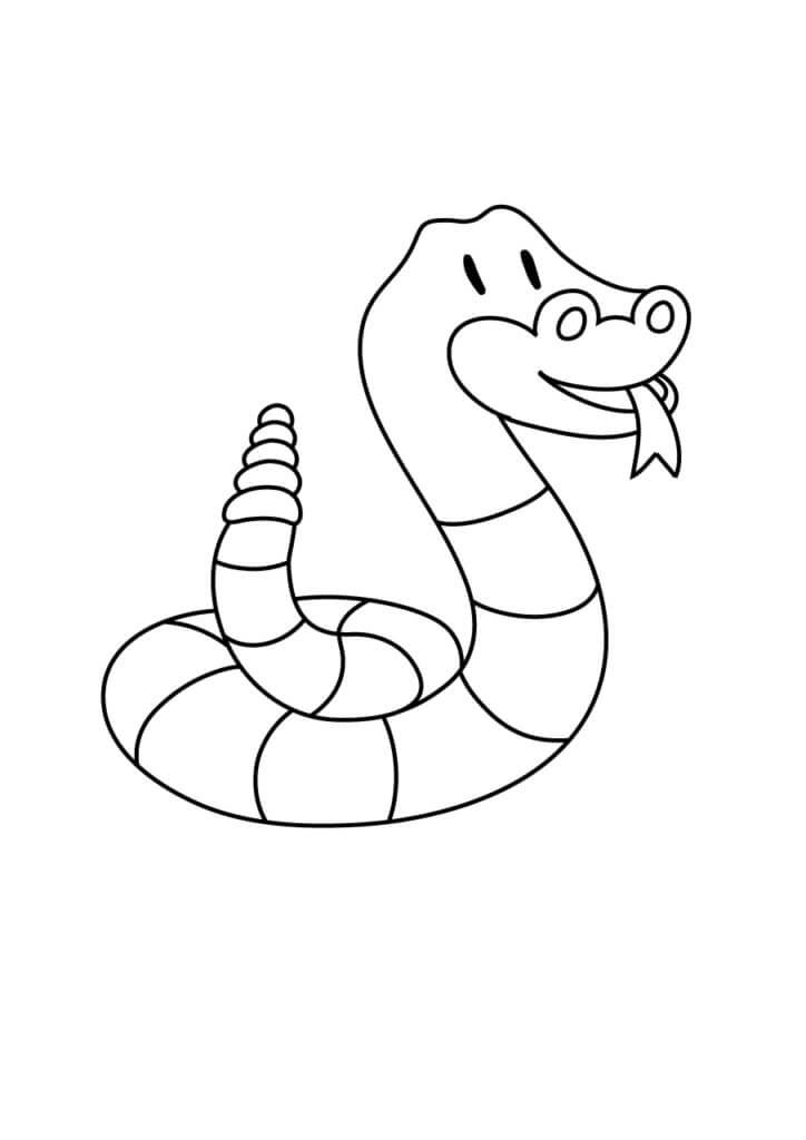 Dibujos de Serpiente de Cascabel Divertida para colorear