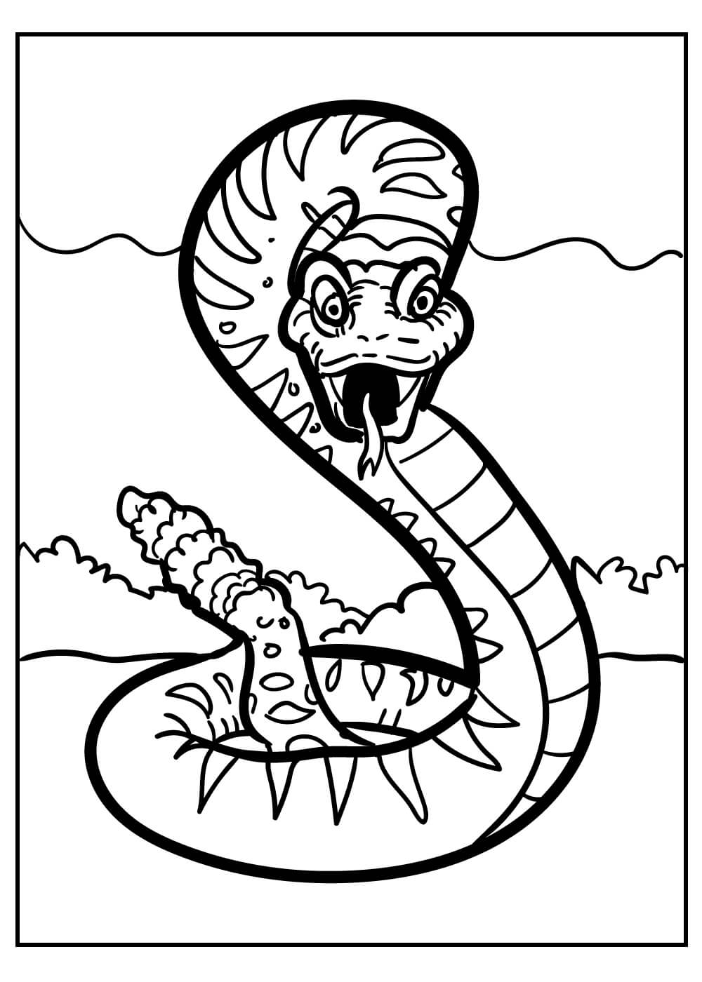 Dibujos de Serpiente de Cascabel de Miedo para colorear