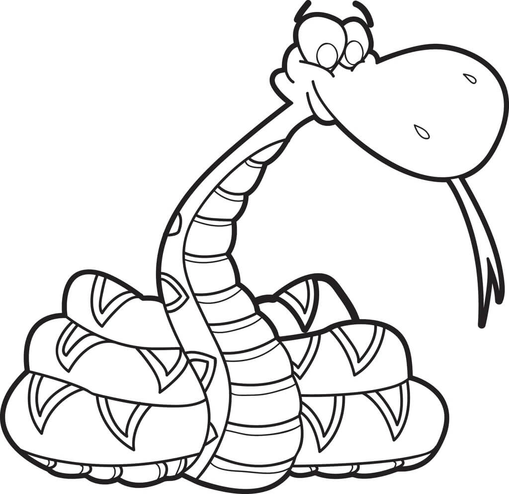 Dibujos de Serpiente de Divertidos Dibujos Animados para colorear