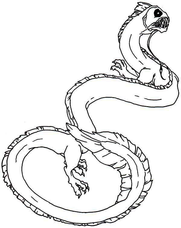 Dibujos de Serpiente de Mar Aterradora para colorear