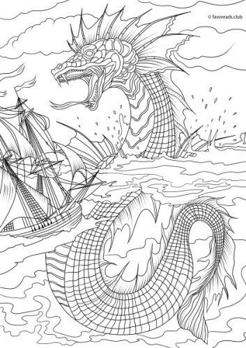 Dibujos de Serpiente de Mar con Tabla para colorear